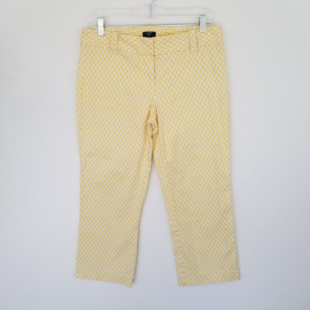 J. Crew CityFit Geometric Capri Pants Yellow & Whi